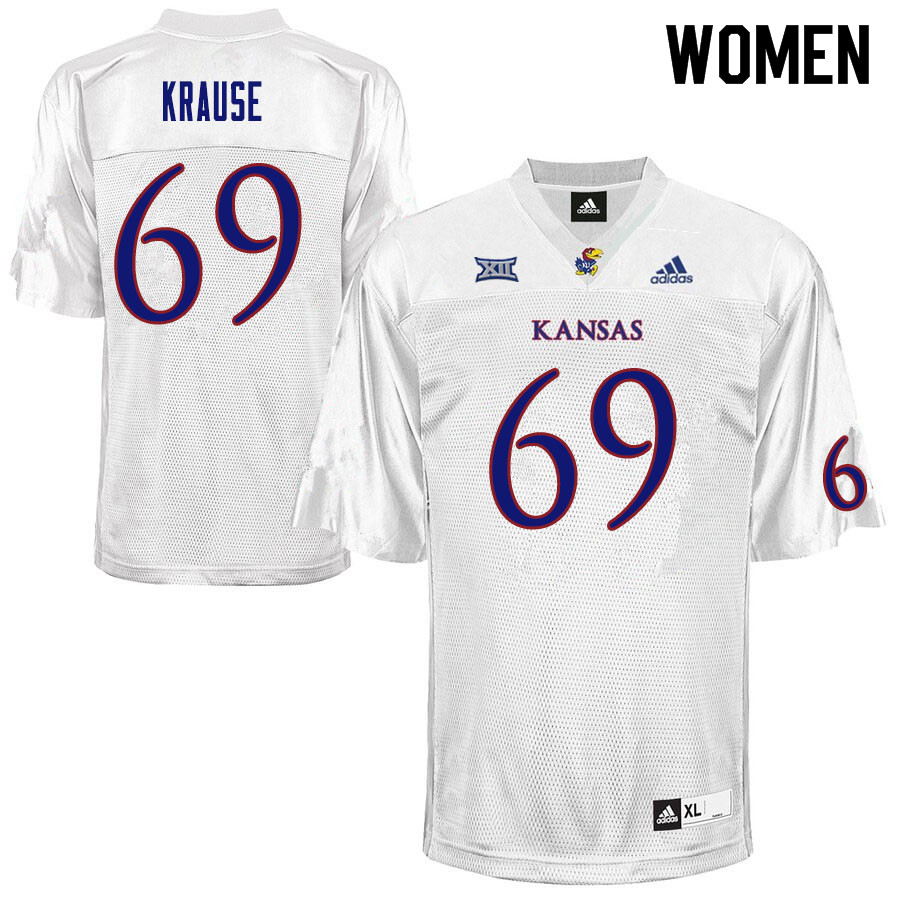 Women #69 Joe Krause Kansas Jayhawks College Football Jerseys Sale-White